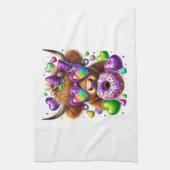 Retro Mardi Gras Png, Highland Cow Geschirrtuch (Vertikal)