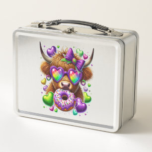 Retro Mardi Gras Png, Highland Kuh Metall Brotdose