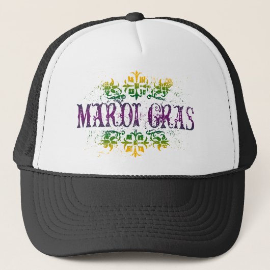 Retro Mardi Gras Truckerkappe (Vorderseite)
