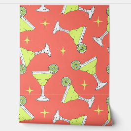Retro Margarita Cocktails Muster Cornflakes Rosa Tapete