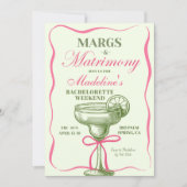 Retro Margaritas und Matrimony Bachelorette Einladung (Vorderseite)