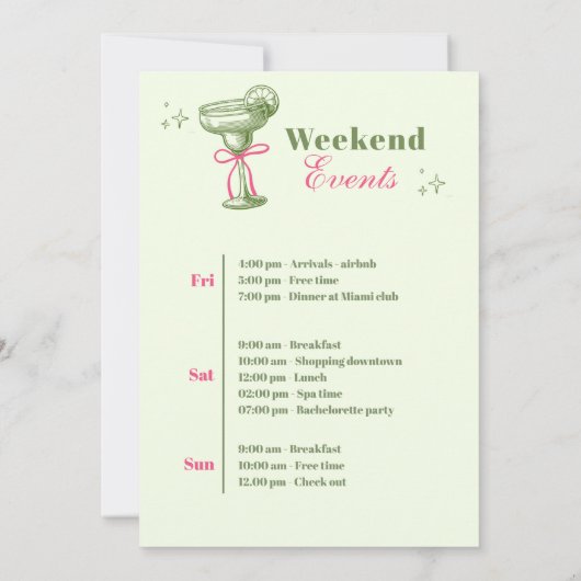 Retro Margaritas und Matrimony Bachelorette Einladung (Rückseite)