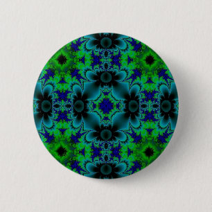 Retro Margeriten - Artdeco in grün blau schwarz Button