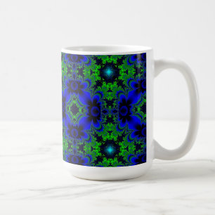Retro Margeriten u. Sterne Artdeco in grün blau Kaffeetasse