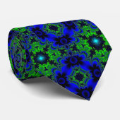Retro Margeriten u. Sterne Artdeco in grün blau Krawatte (Gerollt)