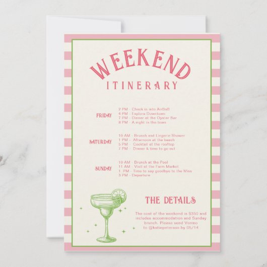 Retro Margs & Matrimone Bachelorette Einladung (Rückseite)