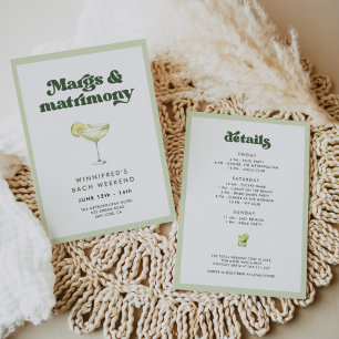 Retro Margs und Hochzeit Junggesellinnenabschied Einladung