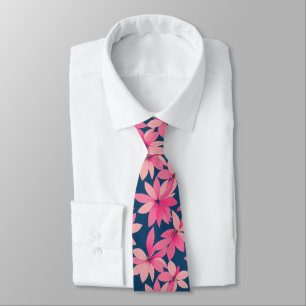 Retro-Marine-Rosa-Blumenmuster Krawatte