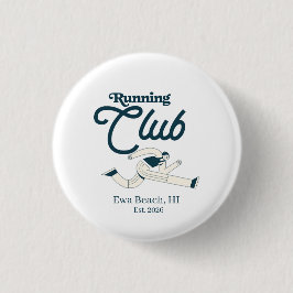 Retro Marineblau Laufclub Personalisierte Grafik Button