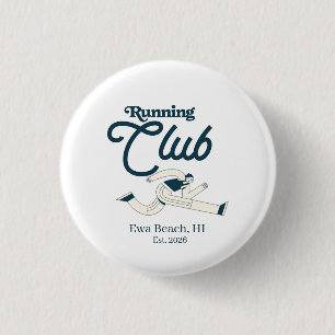 Retro Marineblau Laufclub Personalisierte Grafik Button