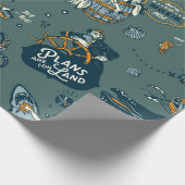 Retro-Maritimes Ozeanmuster Geschenkpapier (Ecke)