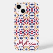Retro marokkanisches Zellije Muster mit Namen Case-Mate iPhone Hülle (Rückseite)