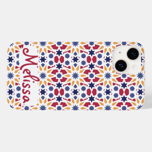 Retro marokkanisches Zellije Muster mit Namen Case-Mate iPhone Hülle (Rückseite (Horizontal))