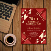 Retro Maroon Beige Triangle Geometric Birthday Einladung