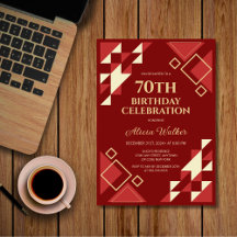 Retro Maroon Beige Triangle Geometric Birthday