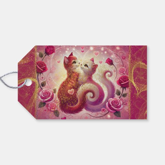 Retro Maroon Cat - Geschenkanhänger (Rückseite Horizontal)