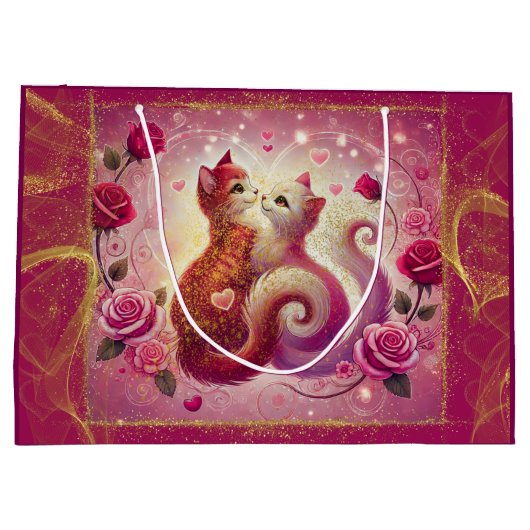 Retro Maroon Cat - Große Geschenktüte (Rückseite)