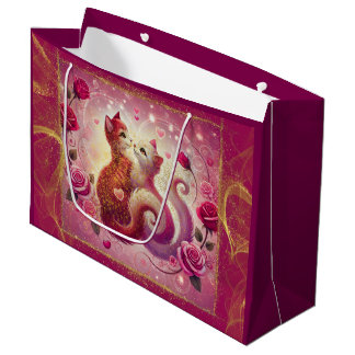 Retro Maroon Cat - Große Geschenktüte