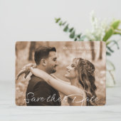 Retro Maroon Foto Hochzeit Speichern Sie die Datum (Stehend Vorderseite)