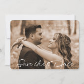 Retro Maroon Foto Hochzeit Speichern Sie die Datum (Vorderseite)