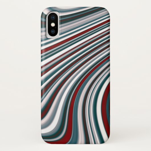 Retro Maroon Red & Aquamarin Blue Abstrakt Curvy F Case-Mate iPhone Hülle (Rückseite)
