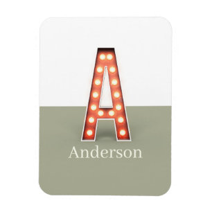 Retro Marquee Letter A Personalisiert Magnet