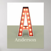 Retro Marquee Letter A Personalisiert Poster (Vorne)