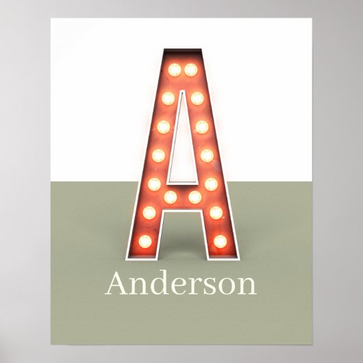 Retro Marquee Letter A Personalisiert Poster (Vorne)