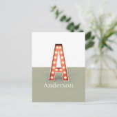 Retro Marquee Letter A Personalisiert Postkarte (Stehend Vorderseite)