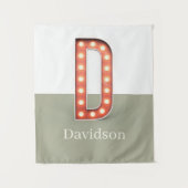 Retro Marquee Letter D Personalisiert Wandteppich (Vorderseite)