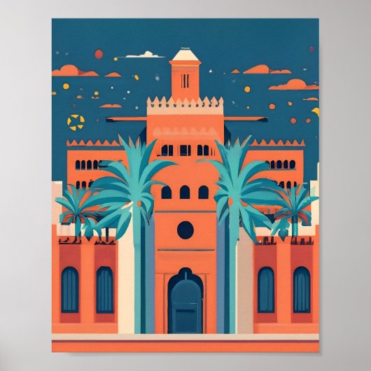 Retro Marrakech Landschaft Parco Tassino Poster (Vorne)