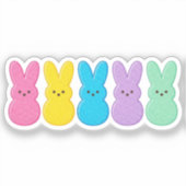 Retro Marshmallow Bunny Peeps Colorful Easter  Aufkleber (Vorderseite)