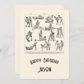 Retro Martial Arts Mens' Happy Birthday Card Ankündigung (Vorne/Hinten)