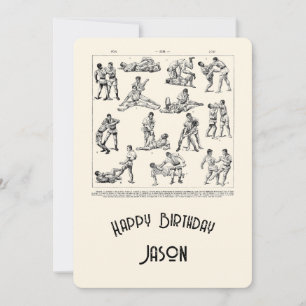 Retro Martial Arts Mens' Happy Birthday Card Ankündigung