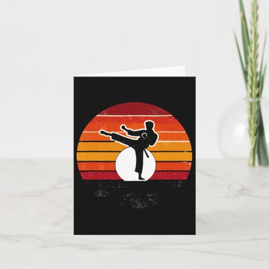 Retro Martial Arts Sunset Silhouette Kick - Karate Karte (Vorderseite)