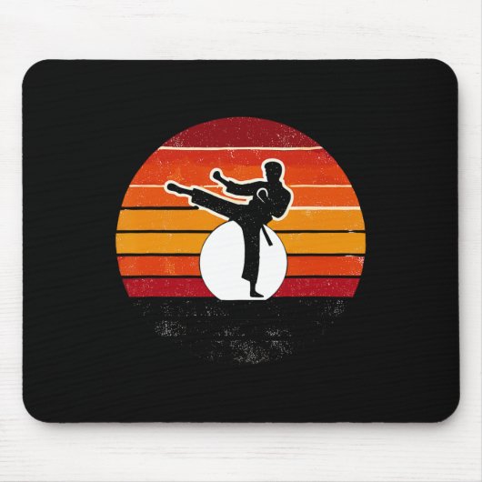 Retro Martial Arts Sunset Silhouette Kick - Karate Mousepad (Vorne)