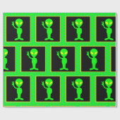 Retro Martian Alien Peace Sign Neon Colors Geschenkpapier (Flach)
