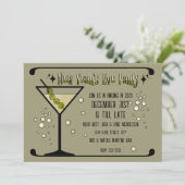 Retro Martini 2025 New Year's Eve Einladung (Stehend Vorderseite)