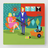 Retro Martini - Acrylmaueruhr Quadratische Wanduhr (Vorderseite)