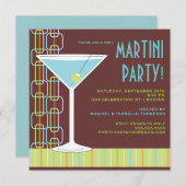 Retro Martini-Cocktail-Party Einladung (Vorne/Hinten)