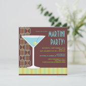 Retro Martini-Cocktail-Party Einladung (Stehend Vorderseite)