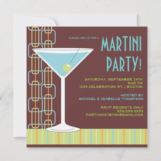 Retro Martini-Cocktail-Party Einladung (Vorderseite)