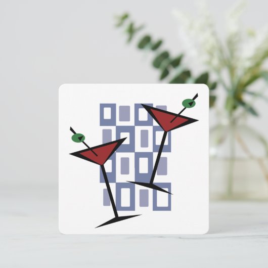 Retro Martini-Cocktail-Party Einladungen (Stehend Vorderseite)