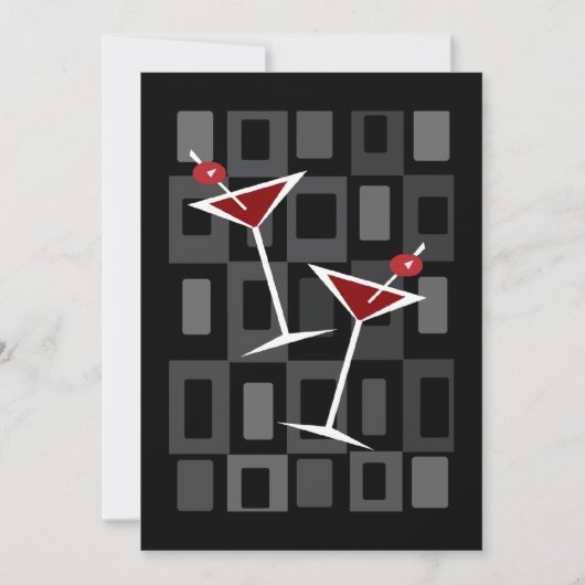Retro Martini-Cocktail-Party Einladungen (Vorderseite)