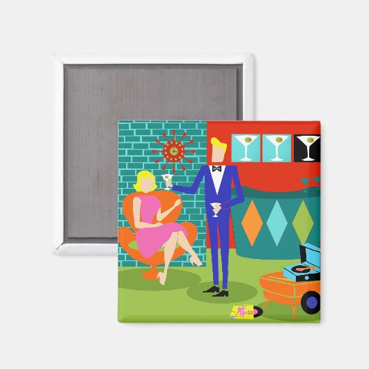 Retro Martini Couple Magnet (Vorderseite/Rückseite)