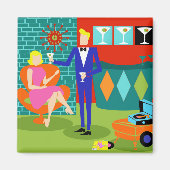 Retro Martini Couple Magnet (Vorne)