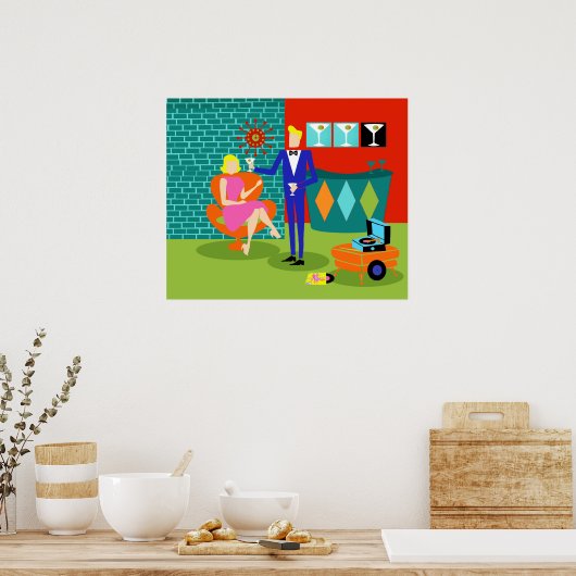 Retro Martini Couple Poster (Küche)