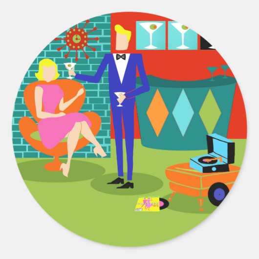 Retro Martini Couple Stickers (Vorderseite)