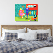 Retro Martini Couple Stretched Canvas Print Leinwanddruck (Insitu (Schlafzimmer))