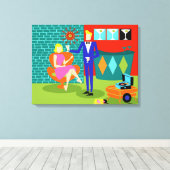 Retro Martini Couple Stretched Canvas Print Leinwanddruck (Insitu (Holzboden))